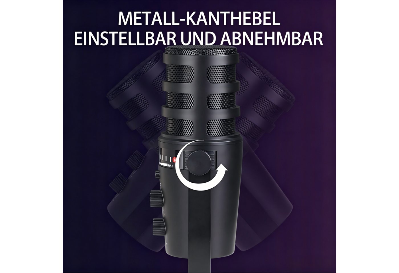 ibettertec Mikrofon Dynamisches Microphone mit XLR/USB Kabel mit Verstellbarer Ständerfuß (Packung), für Podcast-Studios,Kompatibel mit Windows und Mac OS – Bild 3 von 5