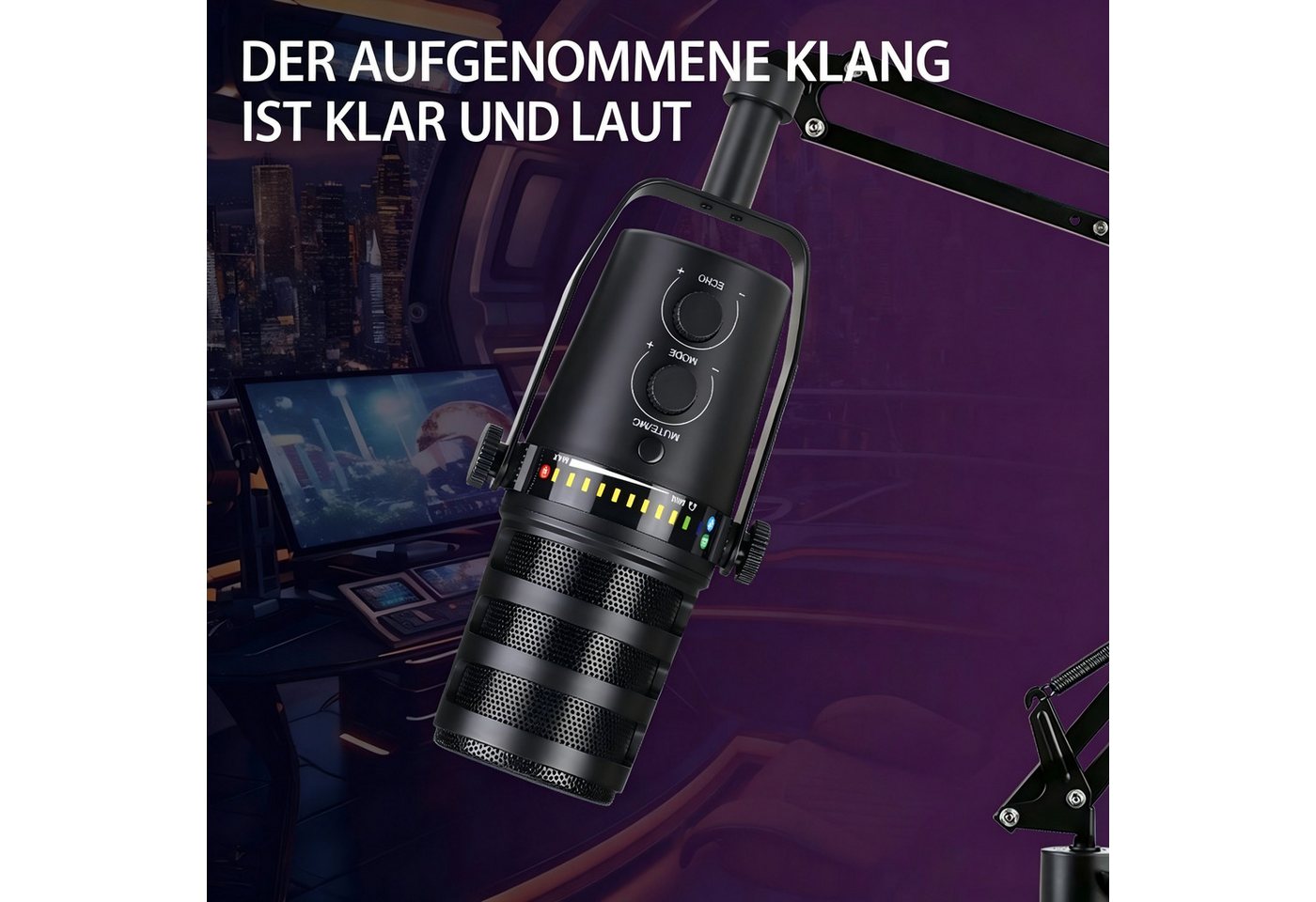 ibettertec Mikrofon Dynamisches Microphone mit XLR/USB Kabel mit Verstellbarer Ständerfuß (Packung), für Podcast-Studios,Kompatibel mit Windows und Mac OS – Bild 4 von 5