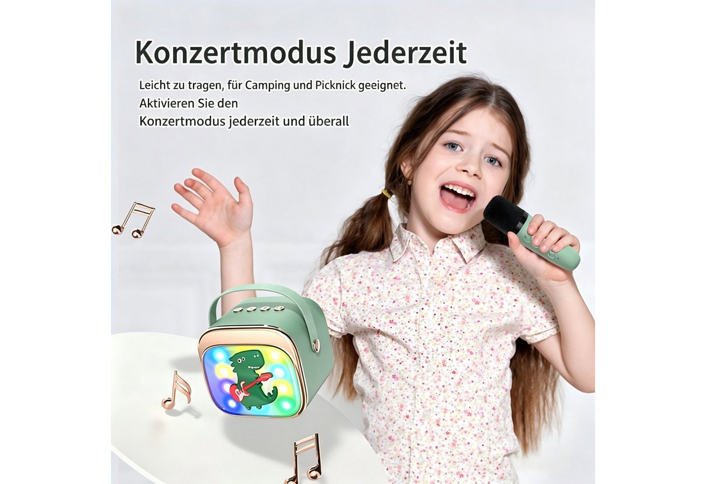ibettertec Mikrofon Mini Bluetooth-Lautsprecher Karaoke Maschine Kinder Geschenk Spielzeug (HIFI Klangqualität, Bluetooth 5.1 Verbindung, 360 Grad Surround Soun – Bild 2 von 5