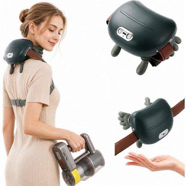 ibettertec Nacken-Massagegerät Nackenmassagegerät mit Wärmefunktion, kabelloses Shiatsu Massagegerät, für Nacken, Schultern und Rücken, 3 Intensitätsstufen, 200