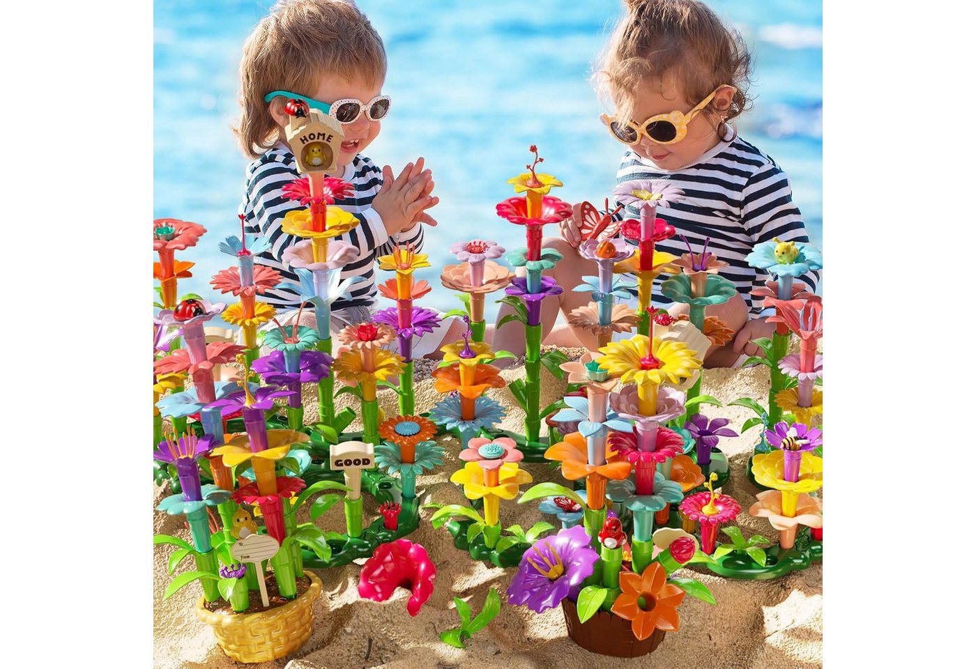 ibettertec pädagogisches Spielzeug, Spiel Set, Mint Spielzeug, Garten Spiel Set Konstruktions-Spielset, (Spar-Set, 1 St., 332-teiliges Blumengarten Bauspielset  – Bild 3 von 5