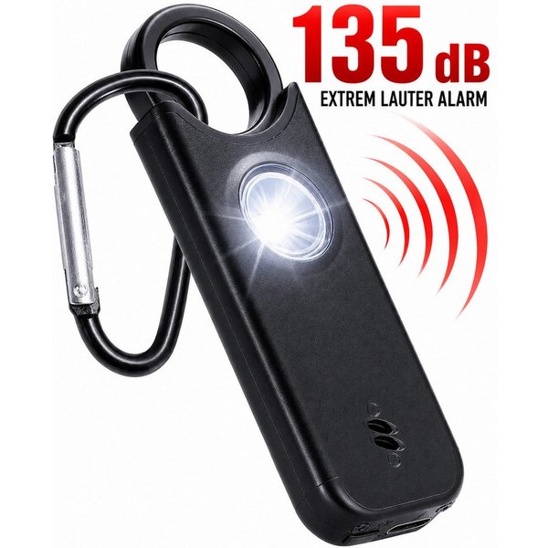 ibettertec Personenalarm, Schlüsselanhänger 135 dB, LED Licht Überfallmelder Alarmanlage (Taschenalarm, Sirene,Taschenlampe, kompakt, für Frauen, Kinder, Senior
