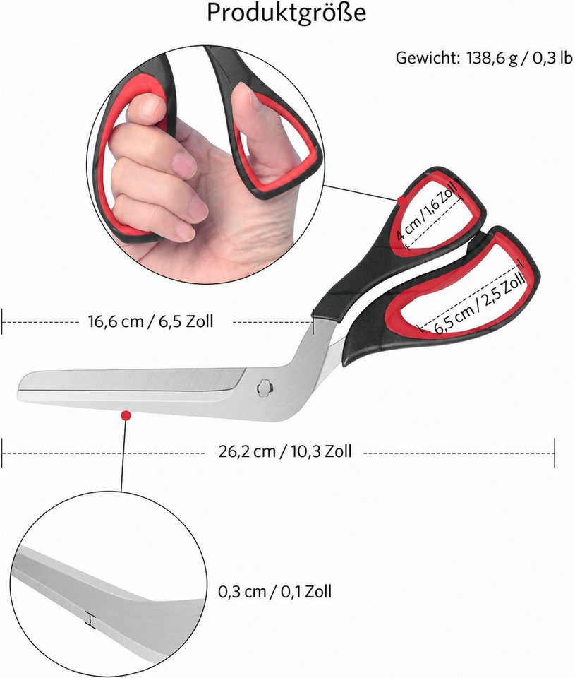 ibettertec Pizzaschneider Pizzaschere Edelstahl, hochwertig scharf, 27 cm,Praktisch & Sicher, zum Reinigen zerlegbar, ideal für Pizza, Steak, Gemüse, Obst & Krä – Bild 3 von 5