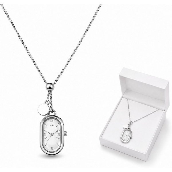 ibettertec Quarzuhr Damenuhr,Kette mit Anhänger,Damenhalskette mit Uhr, (Schmuck, Geschenk, für Damen,Länge verstellbar), Edelstahlkette,Damenuhr,Elegante Uhren