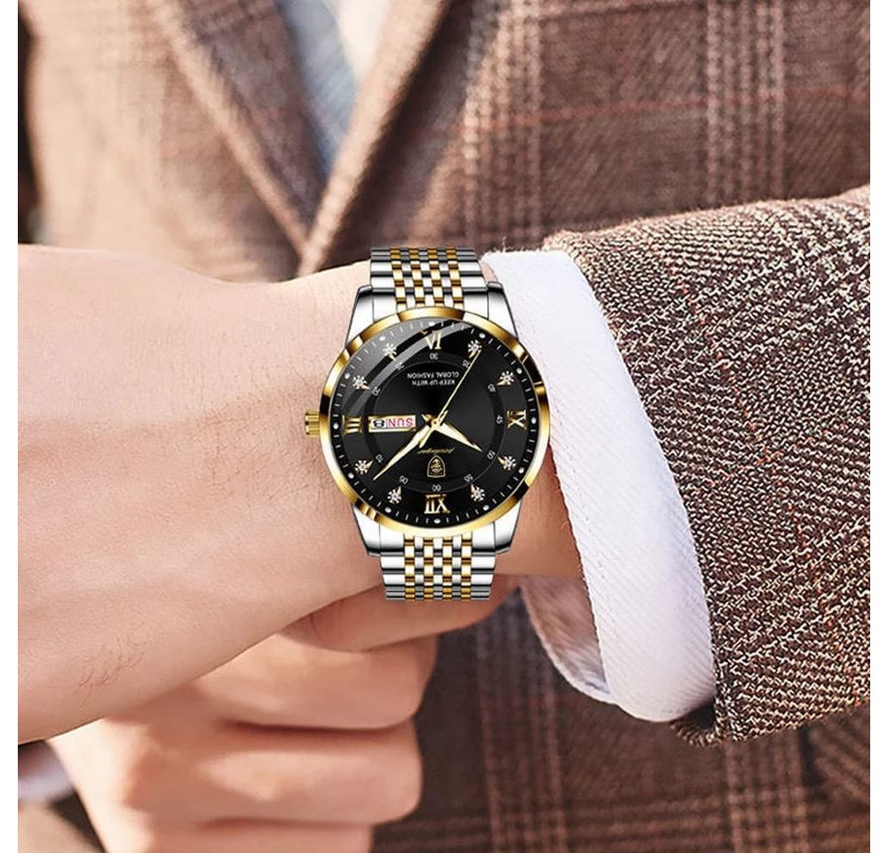 ibettertec Quarzuhr Herren, elegante Herrenuhr mit Edelstahlarmband, (Analoge Armbanduhr für Business, Alltag und Freizeit), 316 Edelstahl, 41 mm, 3 bar, Minera – Bild 2 von 5