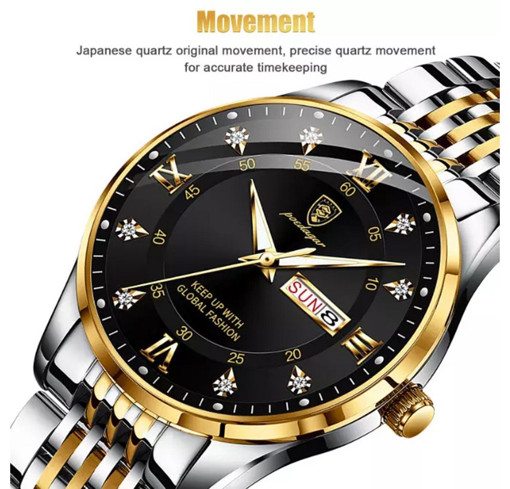 ibettertec Quarzuhr Herren, elegante Herrenuhr mit Edelstahlarmband, (Analoge Armbanduhr für Business, Alltag und Freizeit), 316 Edelstahl, 41 mm, 3 bar, Minera – Bild 3 von 5
