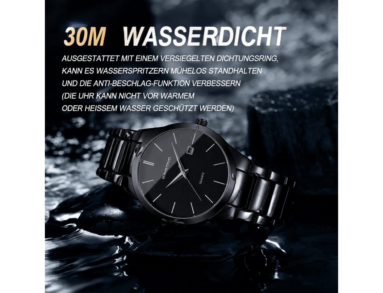 ibettertec Quarzuhr Multifunktionsuhr,Armbanduhr,Herrenuhr,Edelstahlarmband 3ATM, (Datum Analog, inkl. Bandversteller und Reinigungstuch, Geschenk), Chronograph – Bild 4 von 5