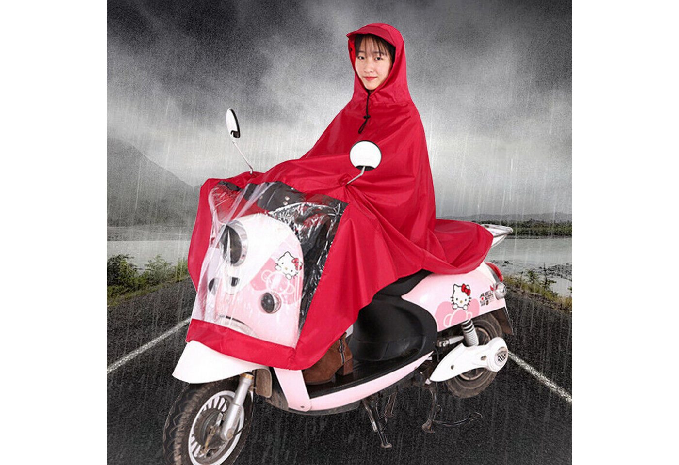 ibettertec Regenjacke Regenmantel, Wandern, Angeln, Radfahren, Reisen (Spar-Set, 1-St., 1 x faltbarer Regenponcho mit Aufbewahrungstasche) Wiederverwendbar, Mit – Bild 3 von 4