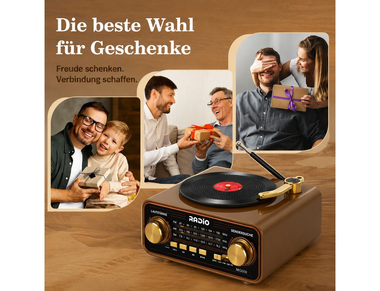 ibettertec Retro Radio mit Bluetooth 6.0, Tischradio Holz mit TF Karte MP3 Player Radio (Klassisches Holzdesign mit moderner Technik – kabellose Musik, vielseit – Bild 5 von 5