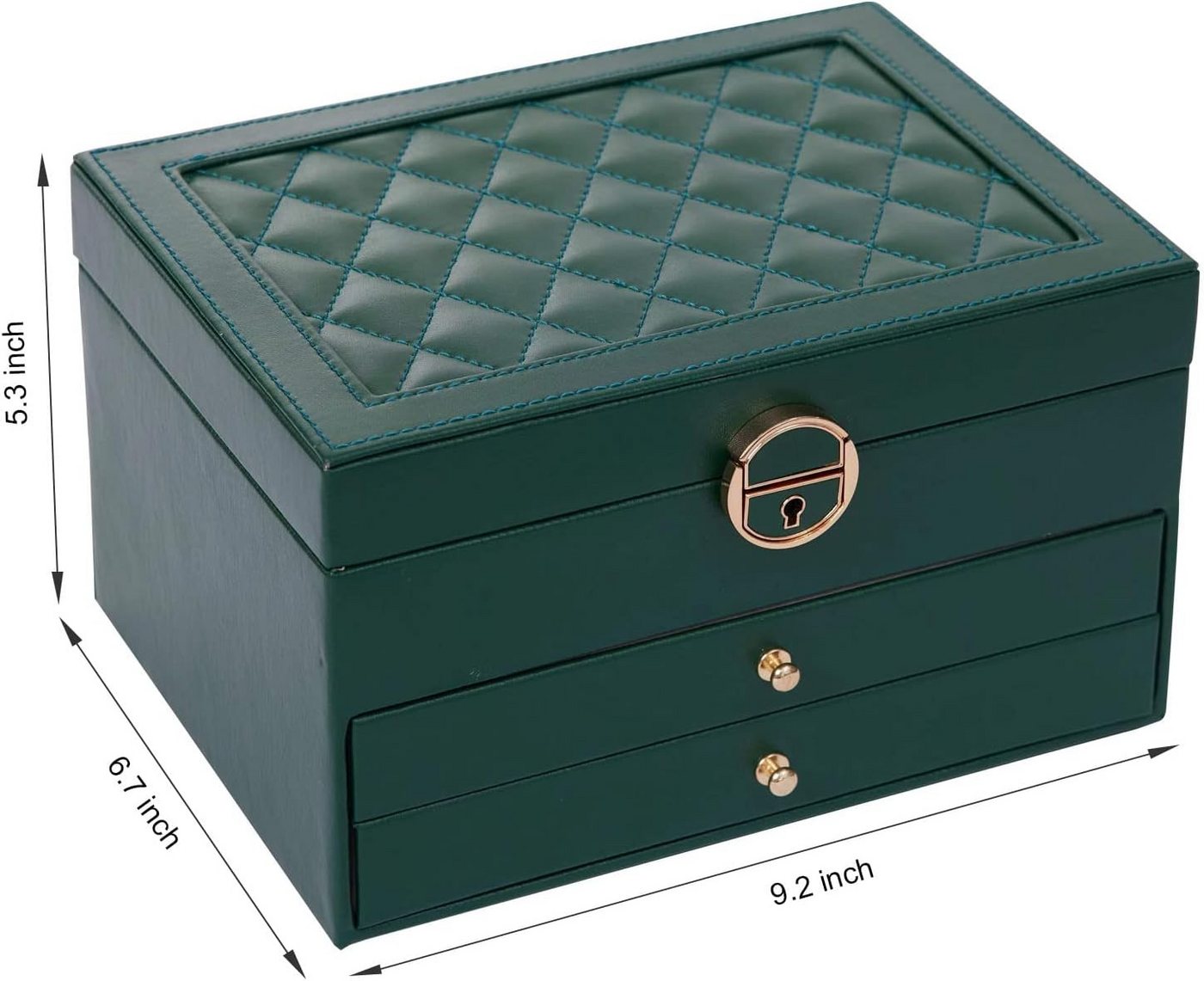 ibettertec Schmuckkasten Schmuckschatulle, dreilagige PU-Leder-Aufbewahrungsbox für Ringe (Ausgestattet mit einem Privatsphäre-Schloss und Schlüssel Ein neuer b – Bild 2 von 5
