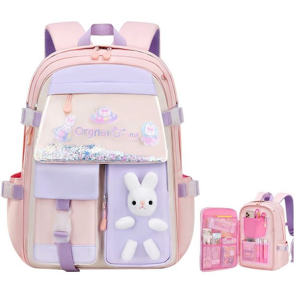 ibettertec Schulrucksack Mädchen, Schülerrucksack ergonomisch, Schultasche Kinder (Freizeitrucksack mit Reflexstreifen für Schule, Alltag und Reise), Ergonomisc