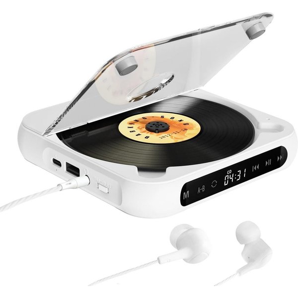 ibettertec Tragbarer CD-Player mit Bluetooth 5.3,mit externem Verstärker,CD-Musik CD-Player (Bluetooth, Staubschutz,Kopfhörerbuchse für Geschenk,Zuhause)