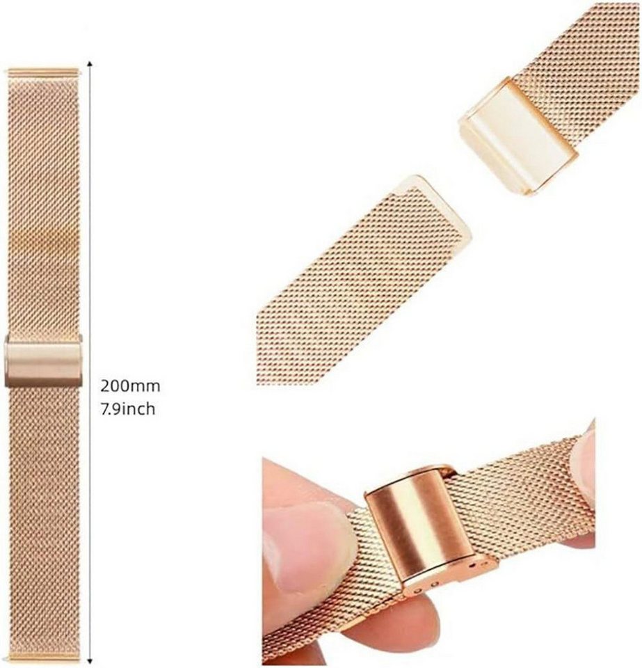 ibettertec Uhrenarmband Uhrenarmband, Ersatz Edelstahl Metallgitterband, Watch Uhren Ersatzband Für Damen Herren 22 mm – Bild 4 von 5