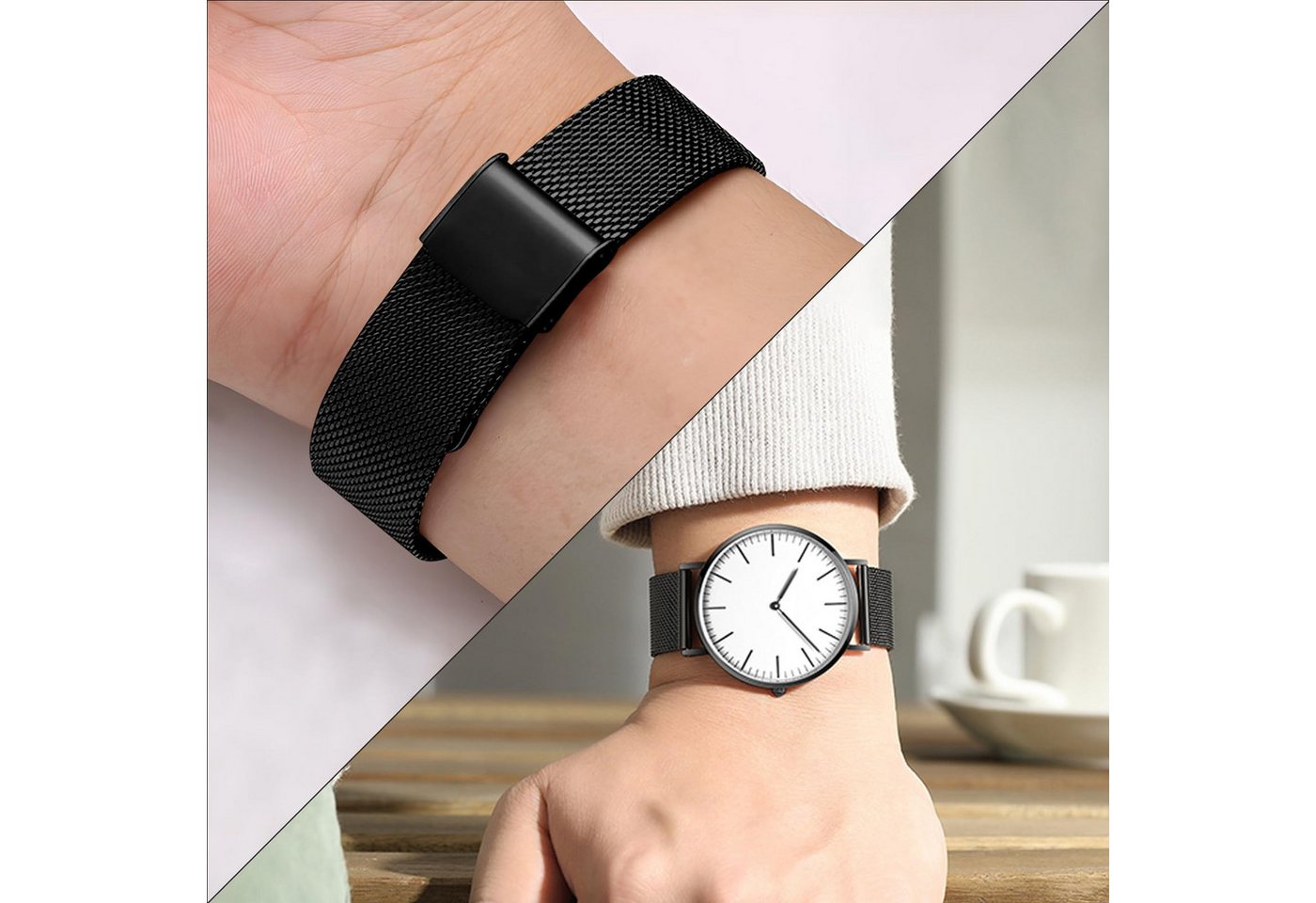 ibettertec Uhrenarmband Uhrenarmband, Ersatz Edelstahl Metallgitterband, Watch Uhren Ersatzband Für Damen Herren 22 mm – Bild 5 von 5