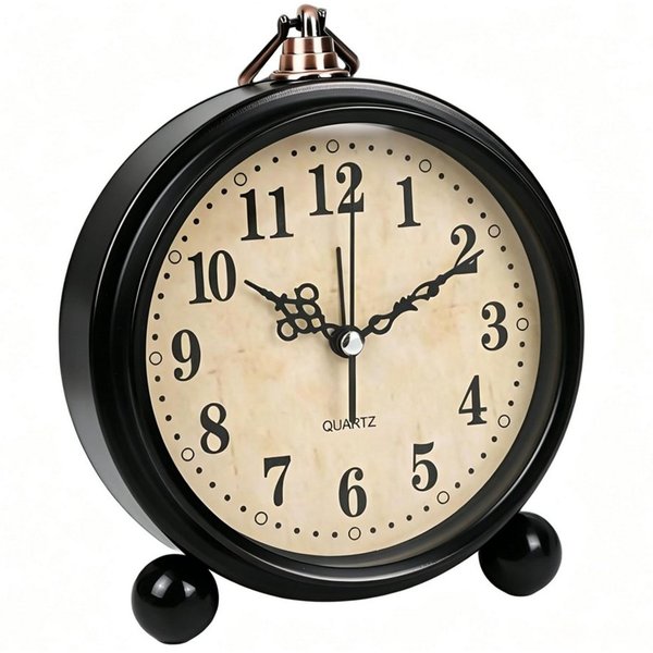 ibettertec Wecker Wecker Analog, Reisewecker, Quarzwecker Batteriebetrieb Funkwecker,Geschenk,für Schlafzimmer und Wohnzimmer, Retro Design
