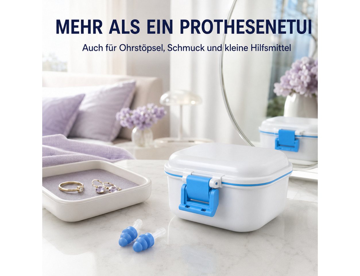 ibettertec Zahndose Prothesenfall Organizer mit Sieb Zahnprothesen-Behälter (Set, 1 St., Einschichtige Zahnersatz-Reinigungsbox mit Verschlussclip), Mit Sieb zu – Bild 2 von 5