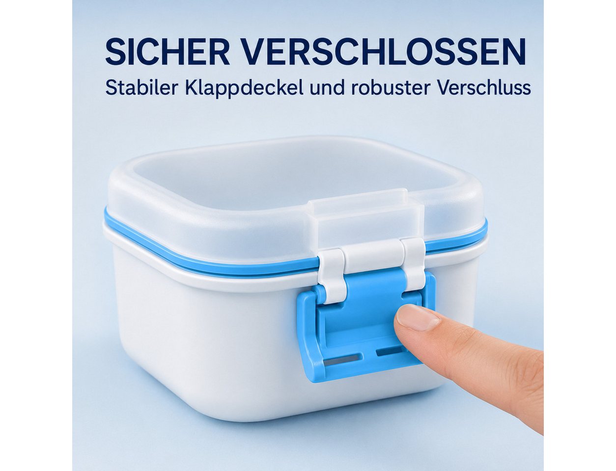 ibettertec Zahndose Prothesenfall Organizer mit Sieb Zahnprothesen-Behälter (Set, 1 St., Einschichtige Zahnersatz-Reinigungsbox mit Verschlussclip), Mit Sieb zu – Bild 4 von 5