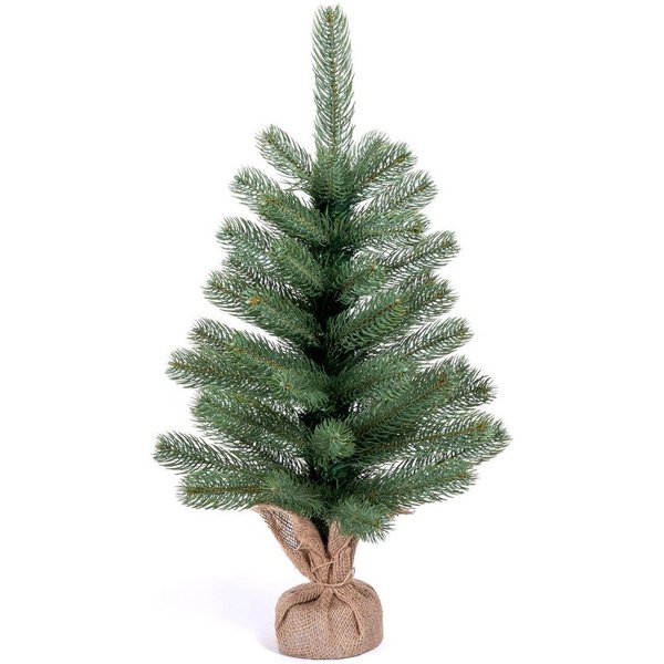 IC Winterworld Künstlicher Weihnachtsbaum Tannenbaum, künstlicher Christbaum, Nordmanntanne, Weihnachtsdeko mit Jutebeutel um den Betonfuß