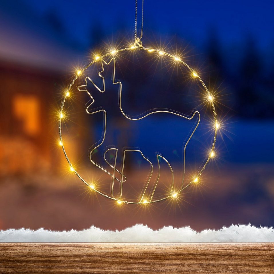 IC Winterworld LED Dekolicht Weihnachtsdeko, LED fest integriert, Warmweiß, Beleuchteter Metall-Ring mit Rentier-Motiv, Ø ca. 30cm – Bild 4 von 5