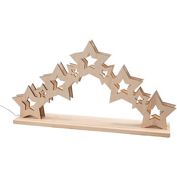 IC Winterworld LED Lichterbogen LED Lichterbogen aus FSC Holz mit 30 Lichtern beleuchtet, Schwibbogen mit Sternen, ca. 47 cm breit