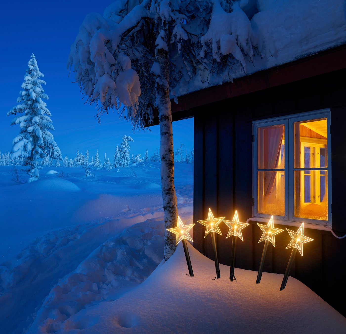 IC Winterworld LED Stern Weihnachtsstern, Weihnachtsdeko, Gartenstecker mit Timerfunktion, für den Innen- und Außenbereich – Bild 4 von 5