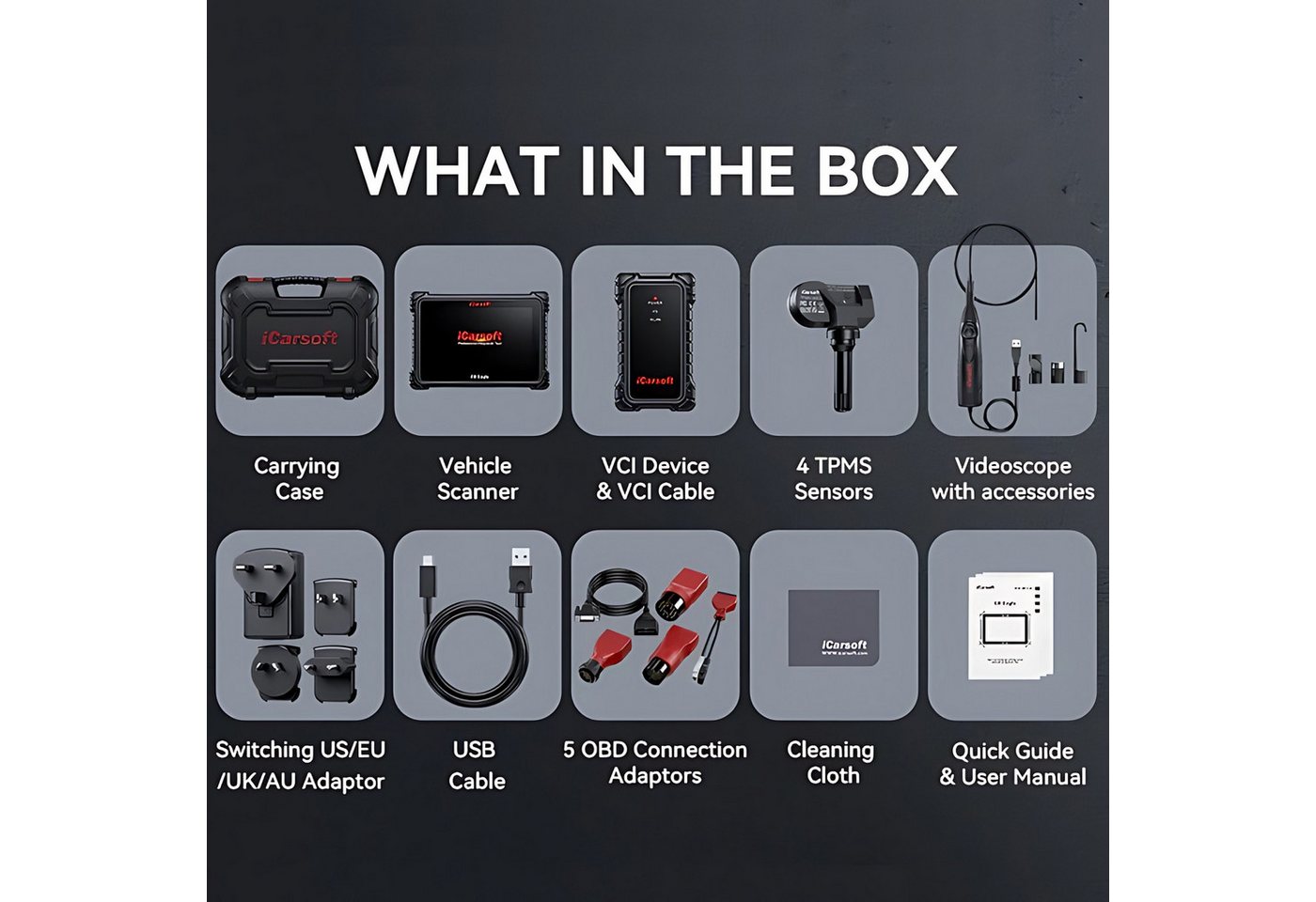 iCarsoft OBD2-Diagnosegerät CR EAGLE OBD2 Scanner + TMPS + VCI + Videoskop inkl. Updates – Bild 3 von 5