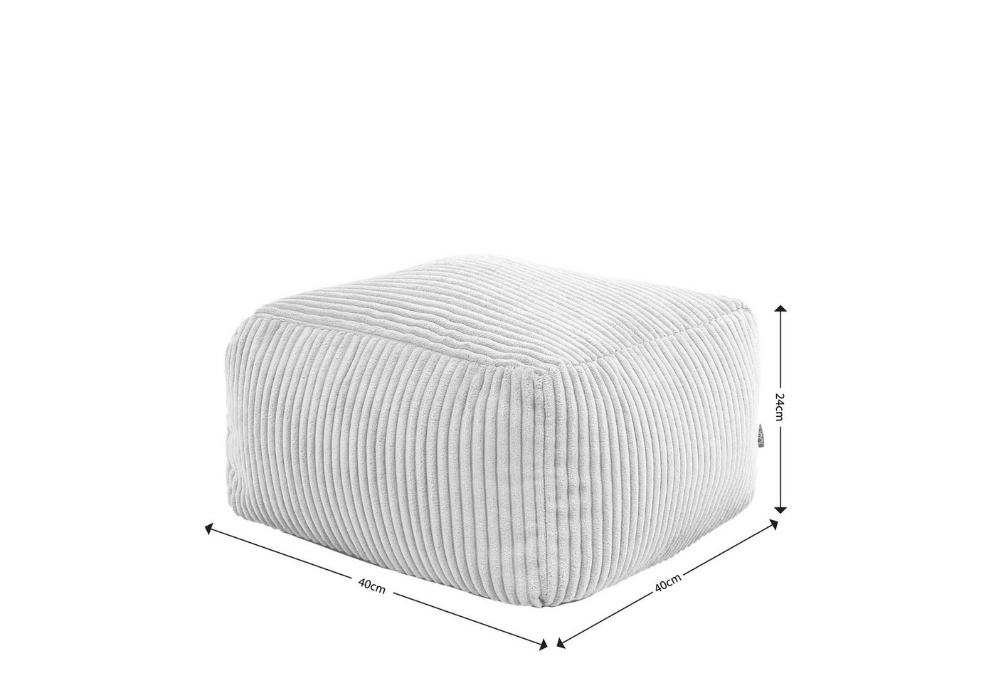 icon Pouf aus Cord „Amara“, mit Füllung, 40x40x25, Made in Germany – Bild 5 von 5