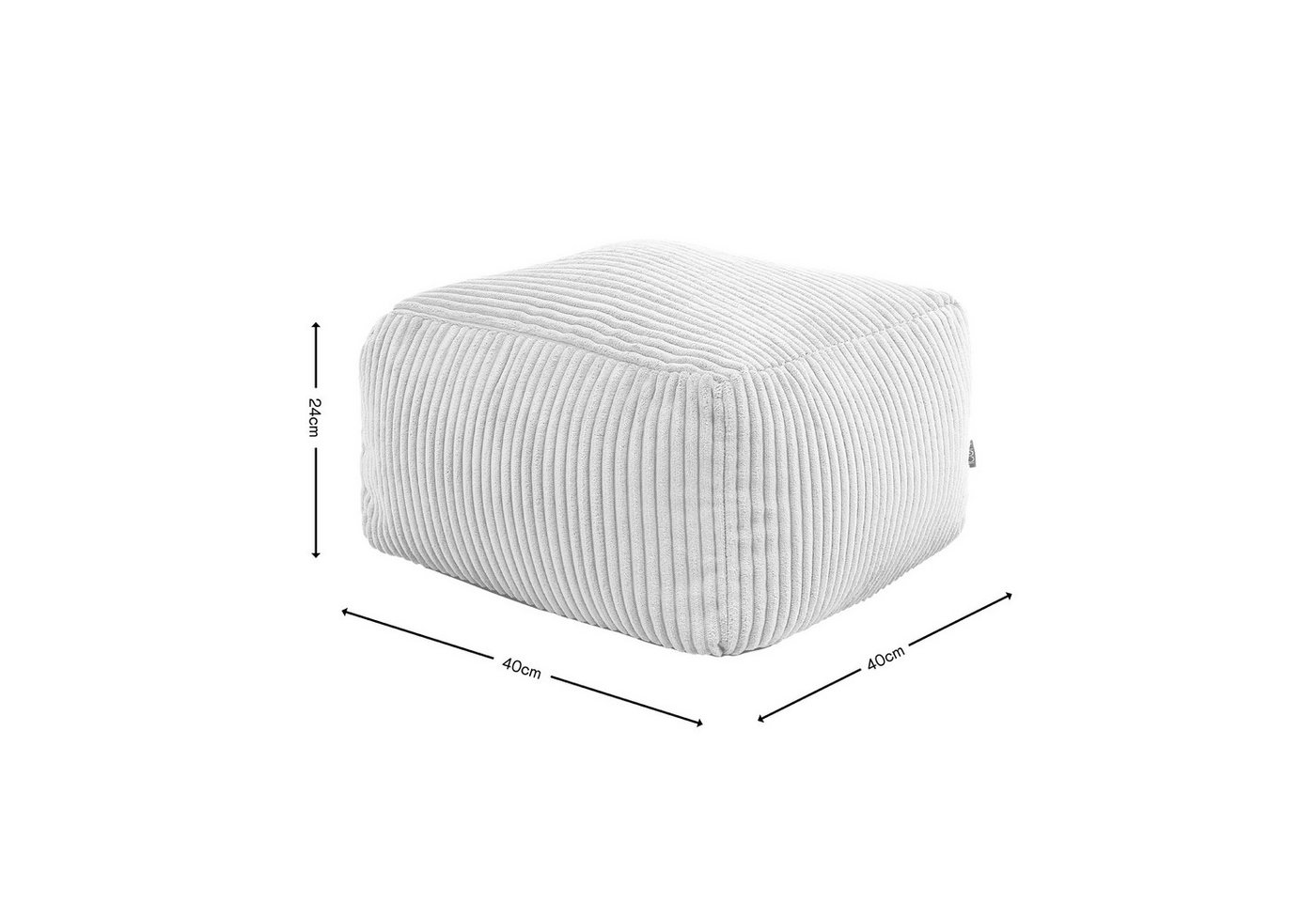 icon Pouf aus Cord „Amara“, mit Füllung, 40x40x25, Made in Germany – Bild 5 von 5