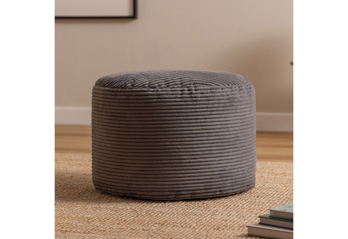 icon Pouf XL aus Cord „Milano“, mit Füllung, 55x55x35, Made in Germany – Bild 2 von 5