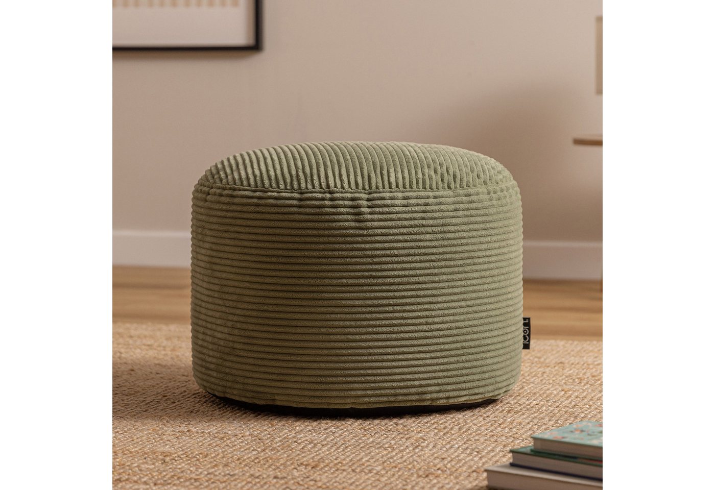 icon Pouf XL aus Cord „Milano“, mit Füllung, 55x55x35, Made in Germany – Bild 2 von 5