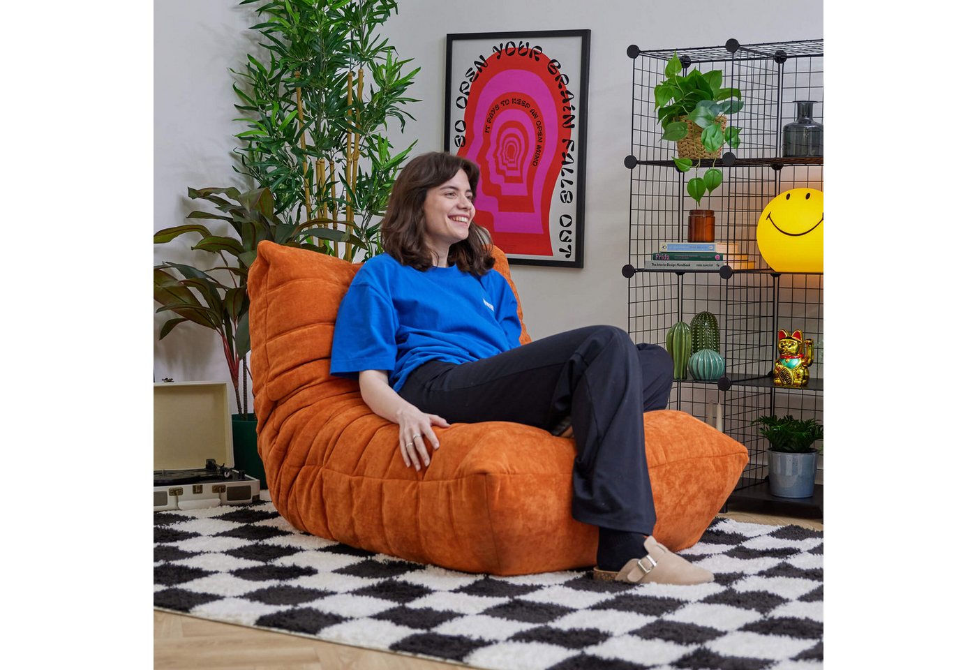 icon Sessel Schwammsofa Raupensitzsack Relaxsessel XXL aus Chenille "Enzo", Schaumstoff Füllung, für Wohnzimmer, für Schlafzimmer – Bild 2 von 5