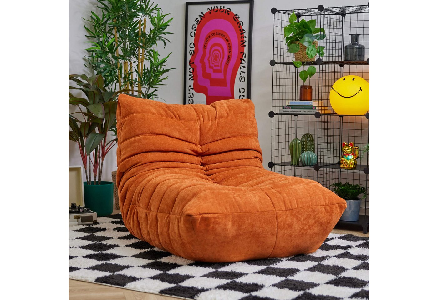 icon Sessel Schwammsofa Raupensitzsack Relaxsessel XXL aus Chenille "Enzo", Schaumstoff Füllung, für Wohnzimmer, für Schlafzimmer – Bild 3 von 5
