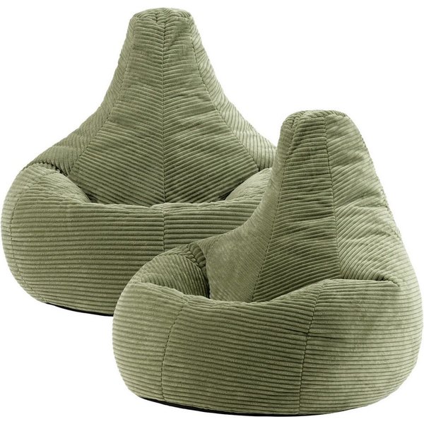 icon Sitzsack 2er Set Sessel mit Rückenlehne aus Cord „Dalton“, Sitzsack XXL, Gaming Sitzsack, Made in Germany, Erwachsene & Kinder