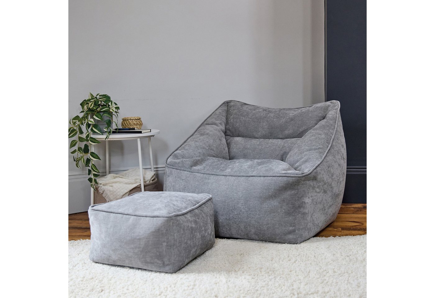 icon Sitzsack chenille premium Sessel „Natalia" mit Hocker (Spar-Set, 1 x Sitzsack-Sessel, 1 x Fußhocker), Sitzsack XXL, Made in Germany, für Erwachsene & Kinde – Bild 3 von 5