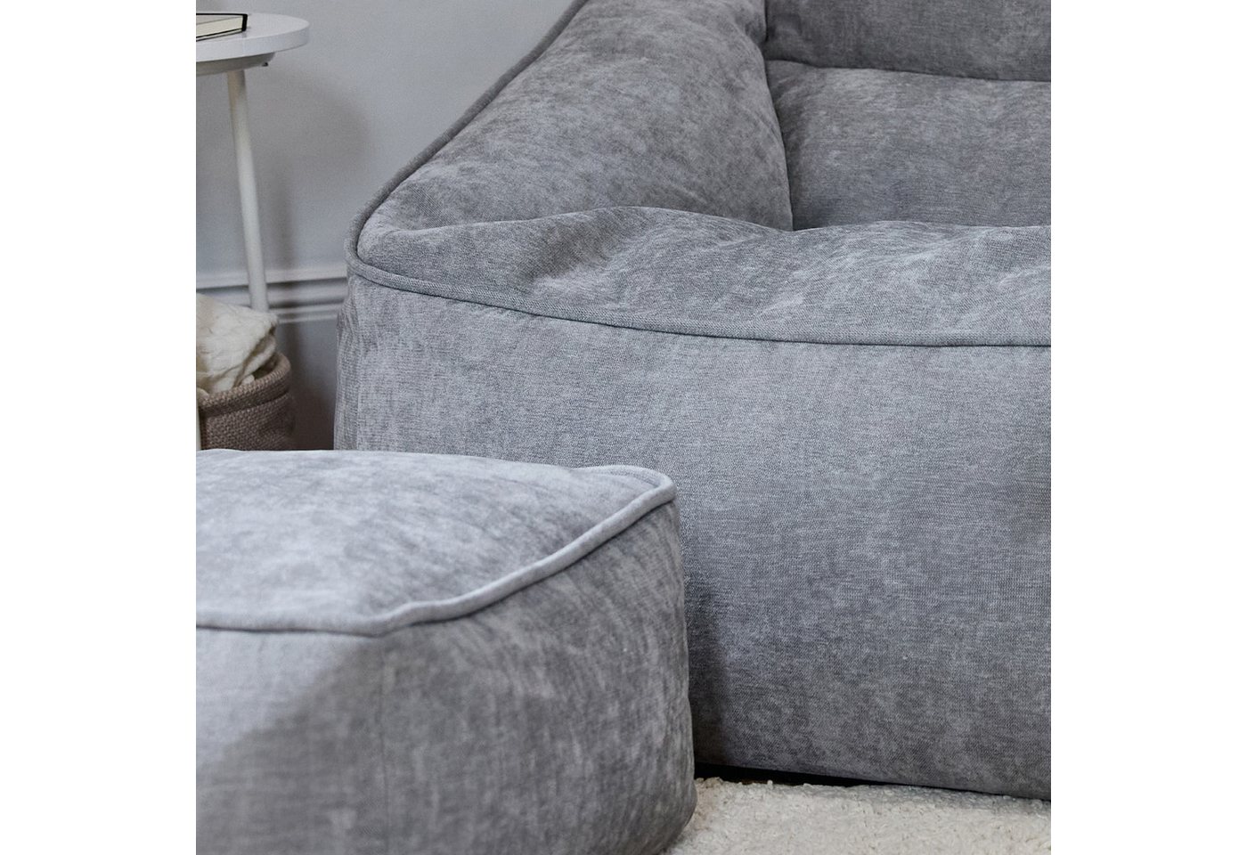 icon Sitzsack chenille premium Sessel „Natalia" mit Hocker (Spar-Set, 1 x Sitzsack-Sessel, 1 x Fußhocker), Sitzsack XXL, Made in Germany, für Erwachsene & Kinde – Bild 4 von 5