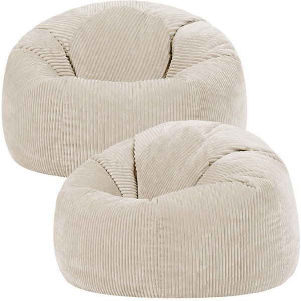 icon Sitzsack Erwachsene 2er Set Klassischer Sitzsack aus Cord „Kingston“, 85x50cm, Made in Germany, für Erwachsene & Kinder, mit Füllung