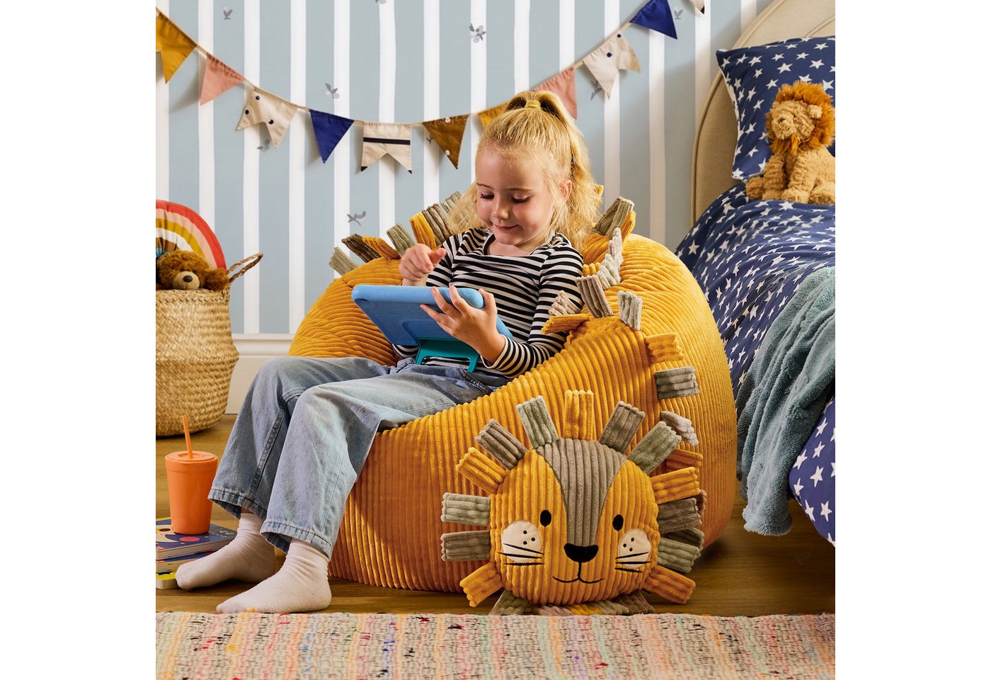 icon Sitzsack Kinder aus Cord Tierfreunde, Made in Germany, für Kinderzimmer – Bild 3 von 5