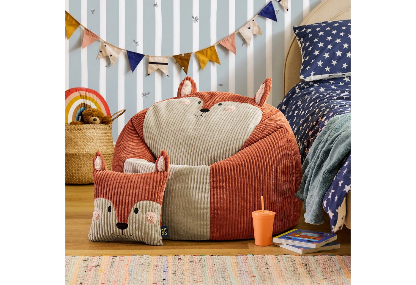 icon Sitzsack Kinder aus Cord Tierfreunde, Made in Germany, für Kinderzimmer – Bild 2 von 5