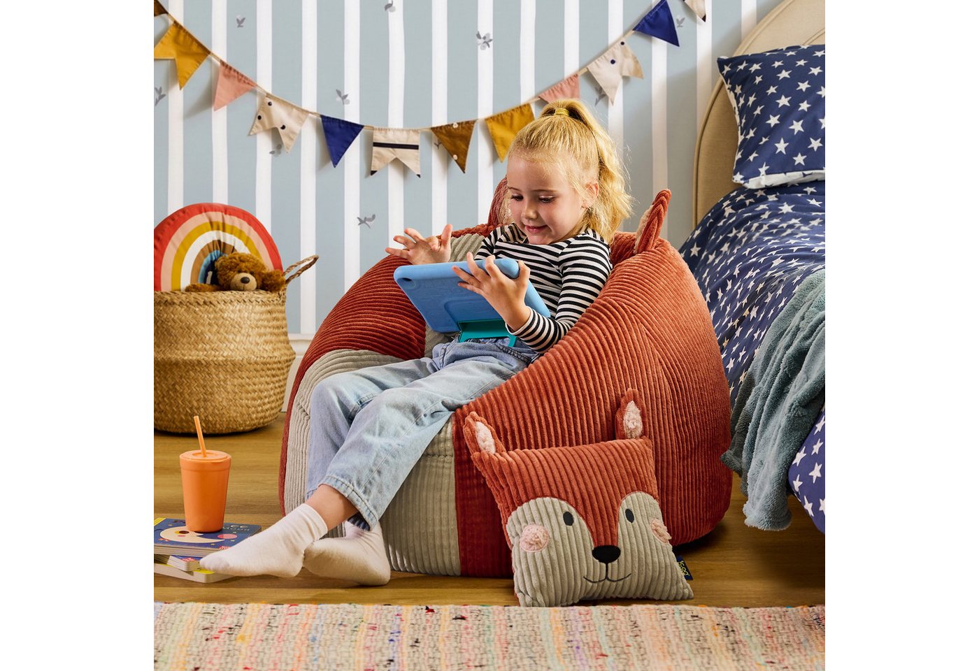 icon Sitzsack Kinder aus Cord Tierfreunde, Made in Germany, für Kinderzimmer – Bild 3 von 5