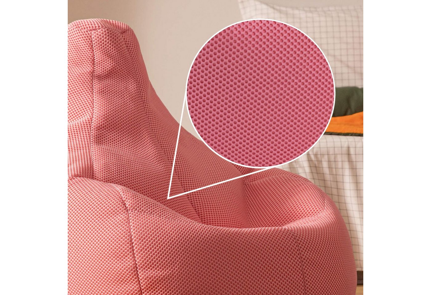 icon Sitzsack Sessel Gaming Stuhl aus Techmesh mit Hocker (Spar-Set, 1 x Sitzsack, 1 x Fußhocker), Sitzsack XXL, Gaming Sitzsack, Made in Germany, Erwachsene &  – Bild 5 von 5