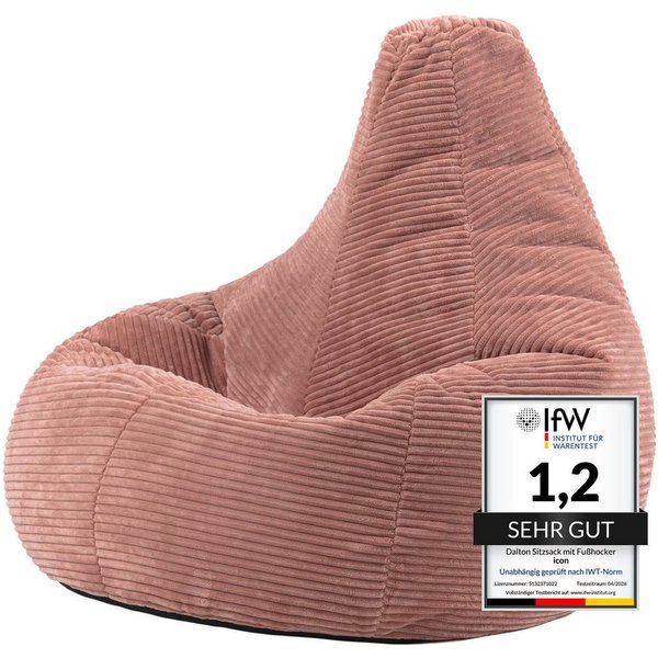 icon Sitzsack Sessel mit Rückenlehne aus Cord „Dalton“, Sitzsack XXL, Gaming Sitzsack, Made in Germany, Erwachsene & Kinder