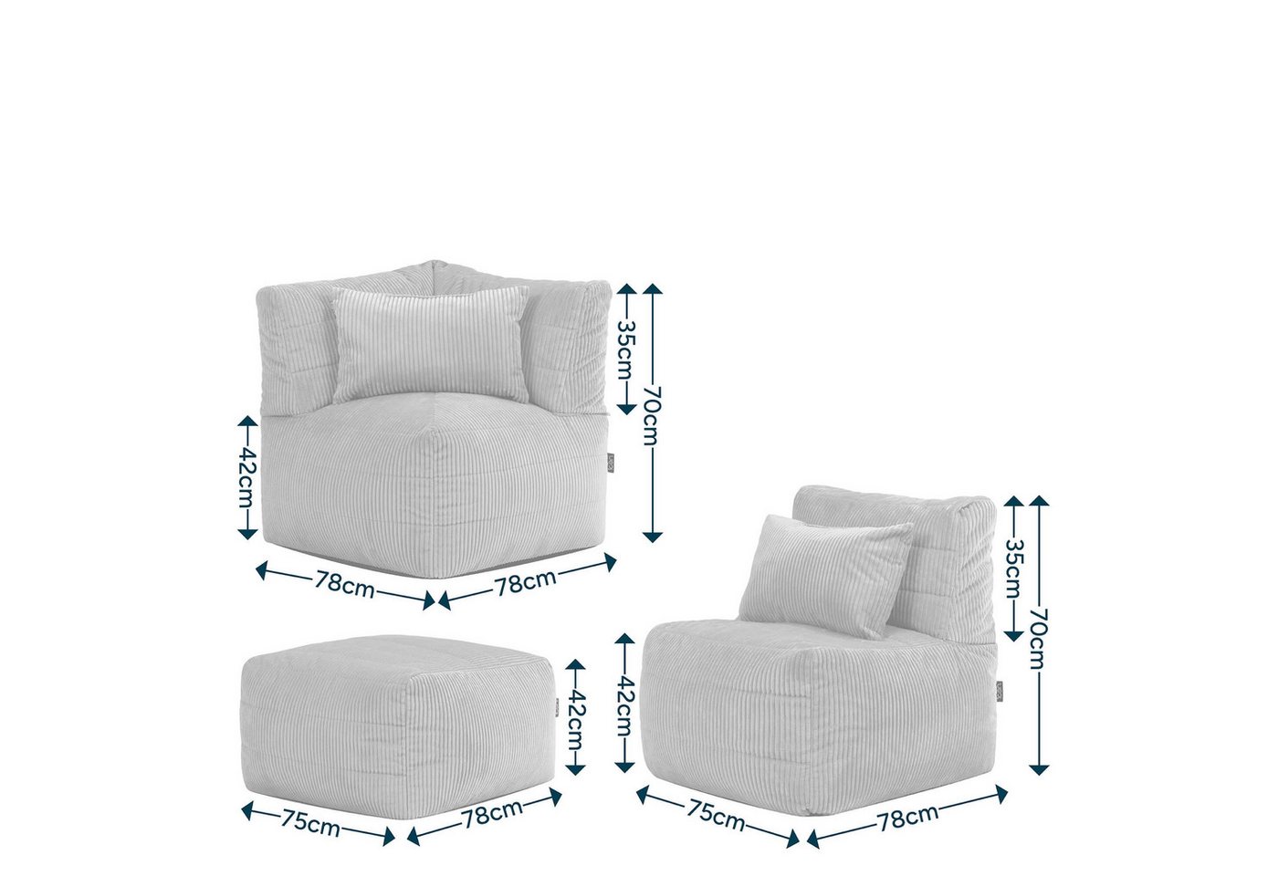 icon Sofa Modulares Ecksofa aus Cord Flauschig „Noa“, Spar-Set, Made in Germany, für Wohnzimmer und Kinderzimmer – Bild 5 von 5