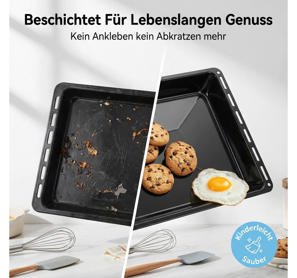 ICQN Backblech 422 x 370 x 45 mm, Fettpfanne für Backofen und Herd, Emailliert, (1-St), Passend für ELECTROLUX, AEG, IKEA, ZANUSSI, JUNO, Kratzfest & Rostfrei – Bild 5 von 5