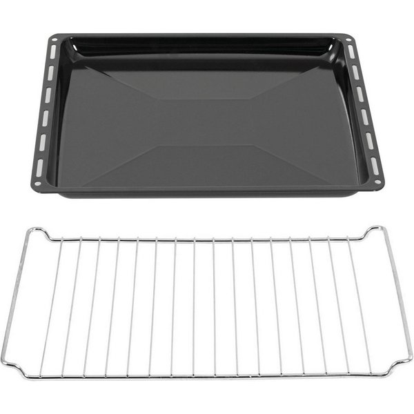 ICQN Backblech 445 x 375 x 35 mm, Emaille, (Set mit Backofenrost, 2-St), Passend für Whirlpool, Ignis, Bauknecht, Indesit, Algor, Neckermann
