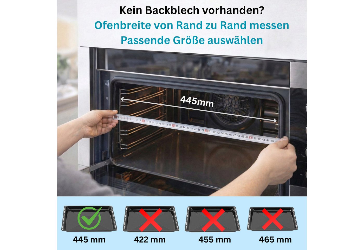 ICQN Backblech 445 x 375 x 50 mm, Emaille, (Set mit Backofenrost, 2-St), Passend für Whirlpool, Ignis, Bauknecht, Indesit, Algor, Neckermann – Bild 3 von 5