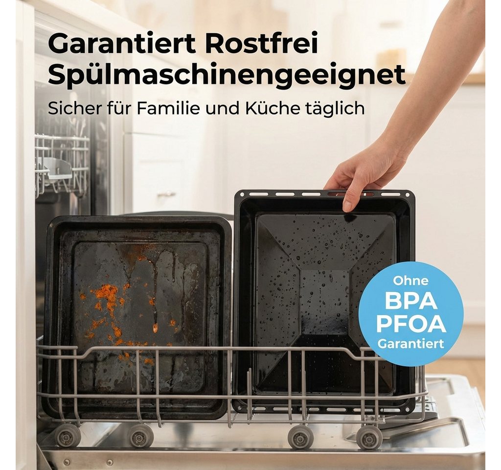 ICQN Backblech 445 x 375 x 50 mm, Emaille, (Set mit Backofenrost, 2-St), Passend für Whirlpool, Ignis, Bauknecht, Indesit, Algor, Neckermann – Bild 4 von 5