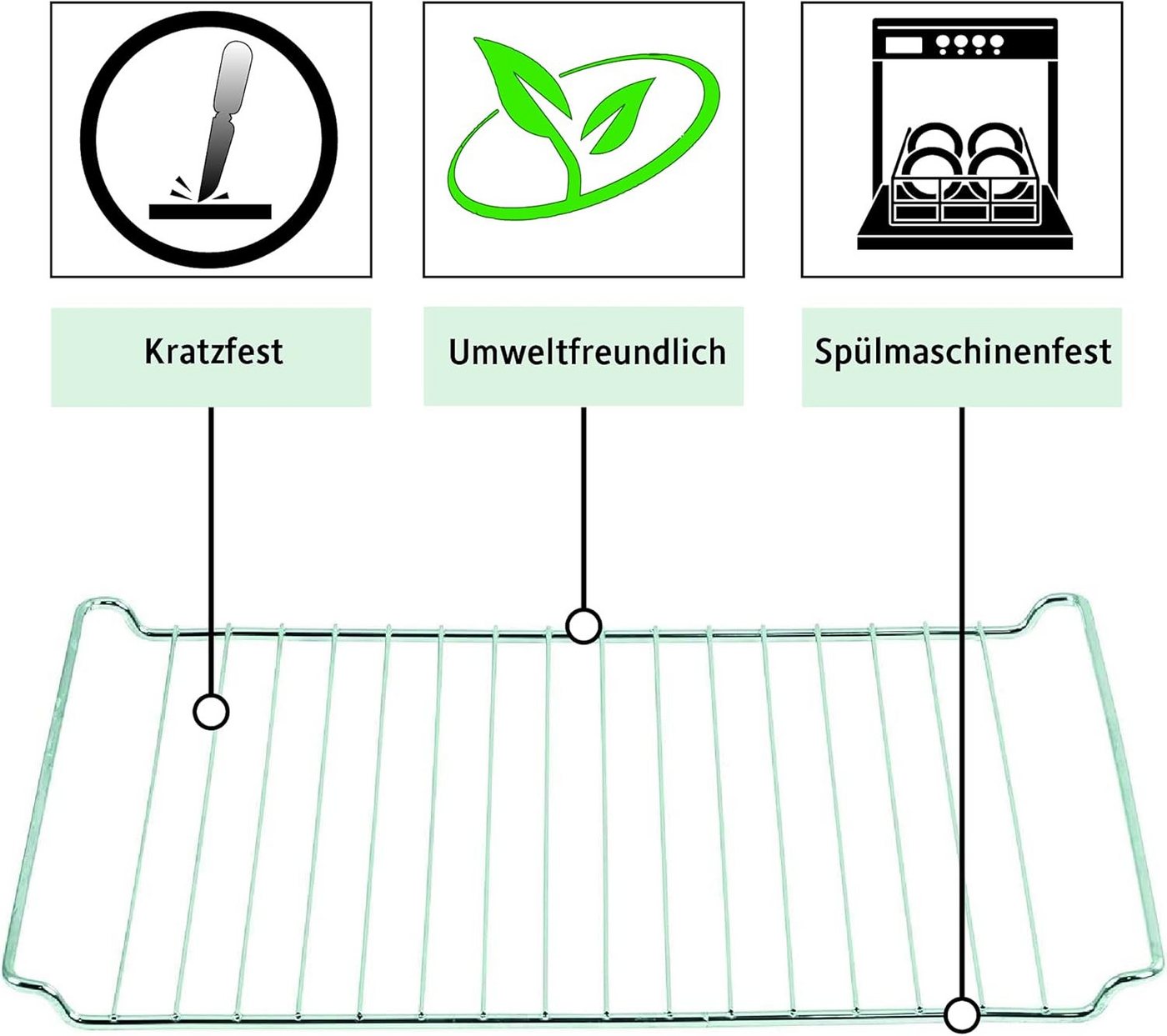 ICQN Backblech 445 x 375 x 50 mm, Emaille, (Set mit Backofenrost, 2-St), Passend für Whirlpool, Ignis, Bauknecht, Indesit, Algor, Neckermann – Bild 5 von 5