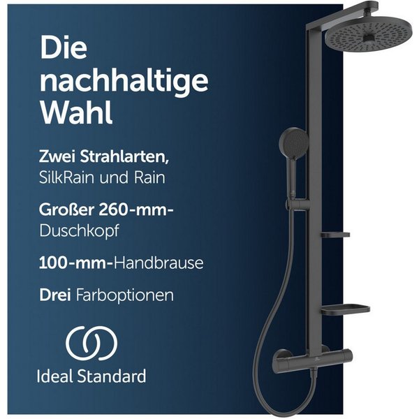Ideal Standard Duschsystem Ceratherm Alu+, Höhe 111.30 cm, Multifunktionsbrause, mit Thermostatkartusche, Wasser- und