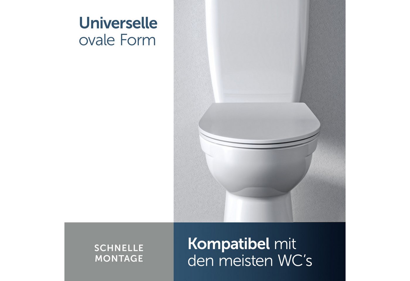 Ideal Standard WC-Sitz Universal ovaler WC-Sitz, WC-Sitz abgerundet mit langsamer Schließung, Antibakteriell – Bild 2 von 5