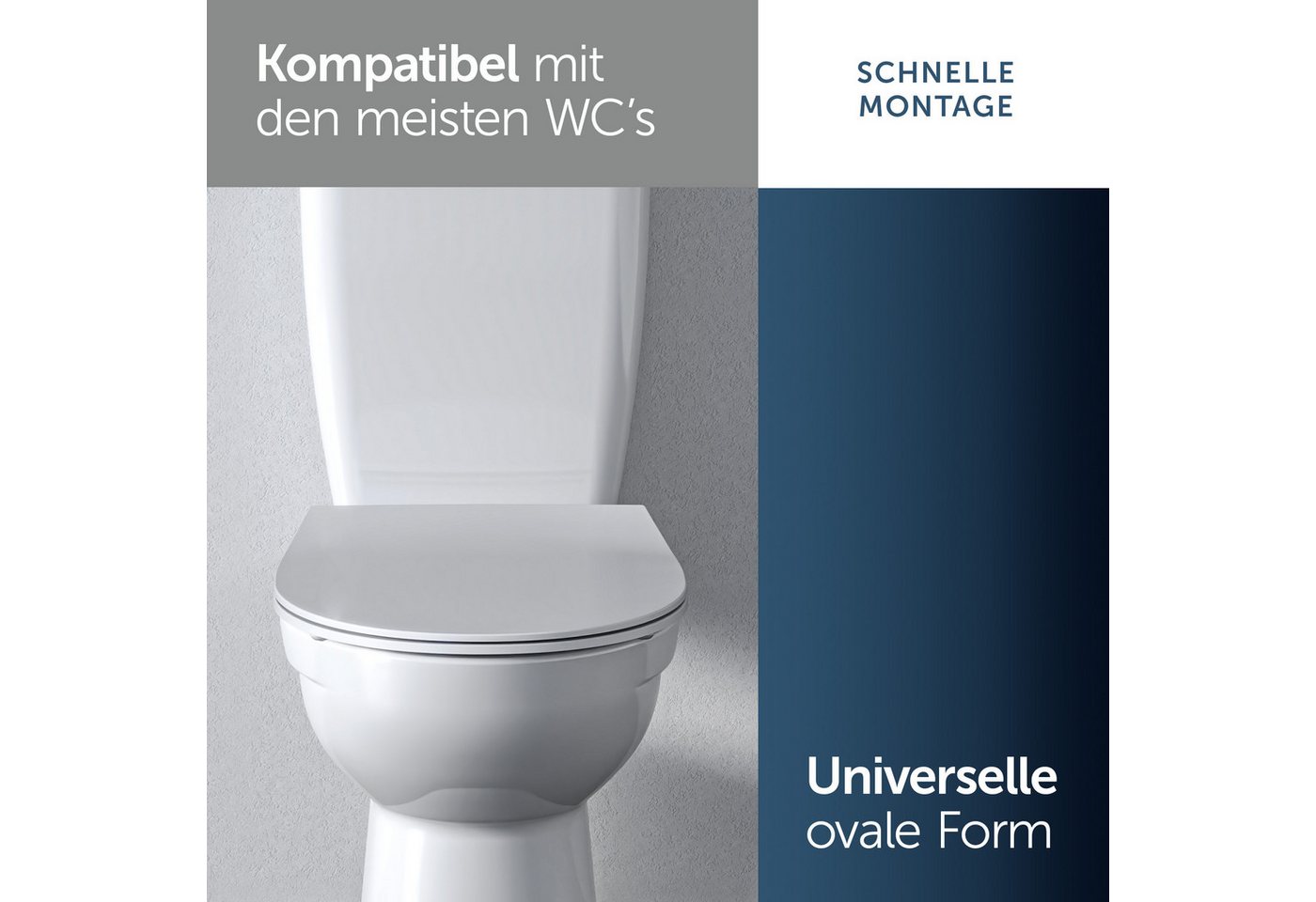 Ideal Standard WC-Sitz Universal WC-Sitz, mit Absenkautomatik, abnehmbarer, bruchsicherer Toilettensitz – Bild 2 von 5